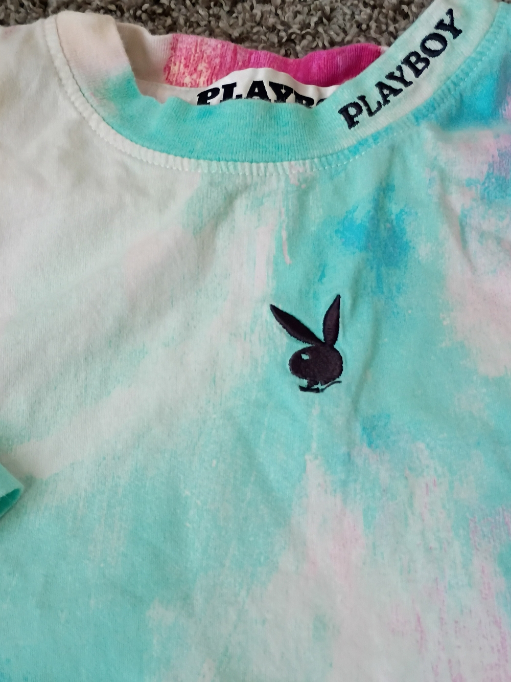 Playboy Kids Tie-Dye Tee in Aqua and Pink